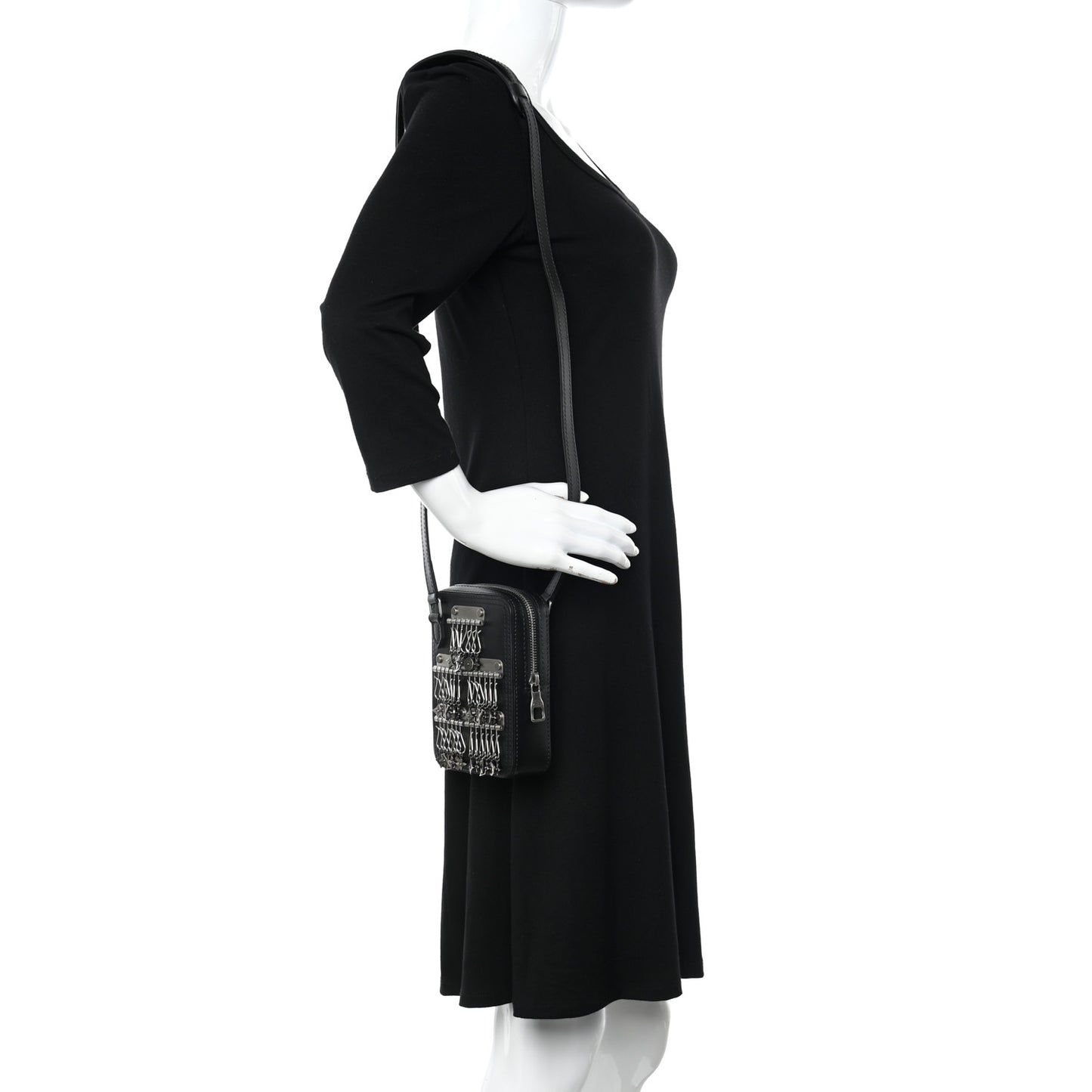 Calfskin Flower Charms Danube Messenger Black