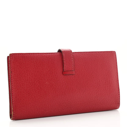 Hermes Chevre Mysore Bearn Gusset Wallet Rouge Vif 3 of 10