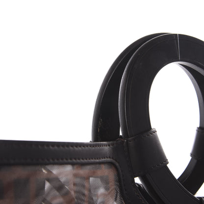Fendi Mesh Vitello Century Cuoio FF 1974 Large Runaway Shopper Tote Marrone Black Ebano 10 of 12
