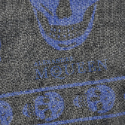 Alexander McQueen Modal Cashmere Skull Scarf Navy Royal Blue 5 of 6