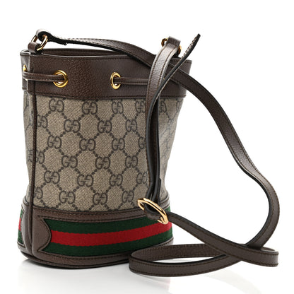 Gucci GG Supreme Monogram Web Mini Ophidia Bucket Bag Brown 3 of 9