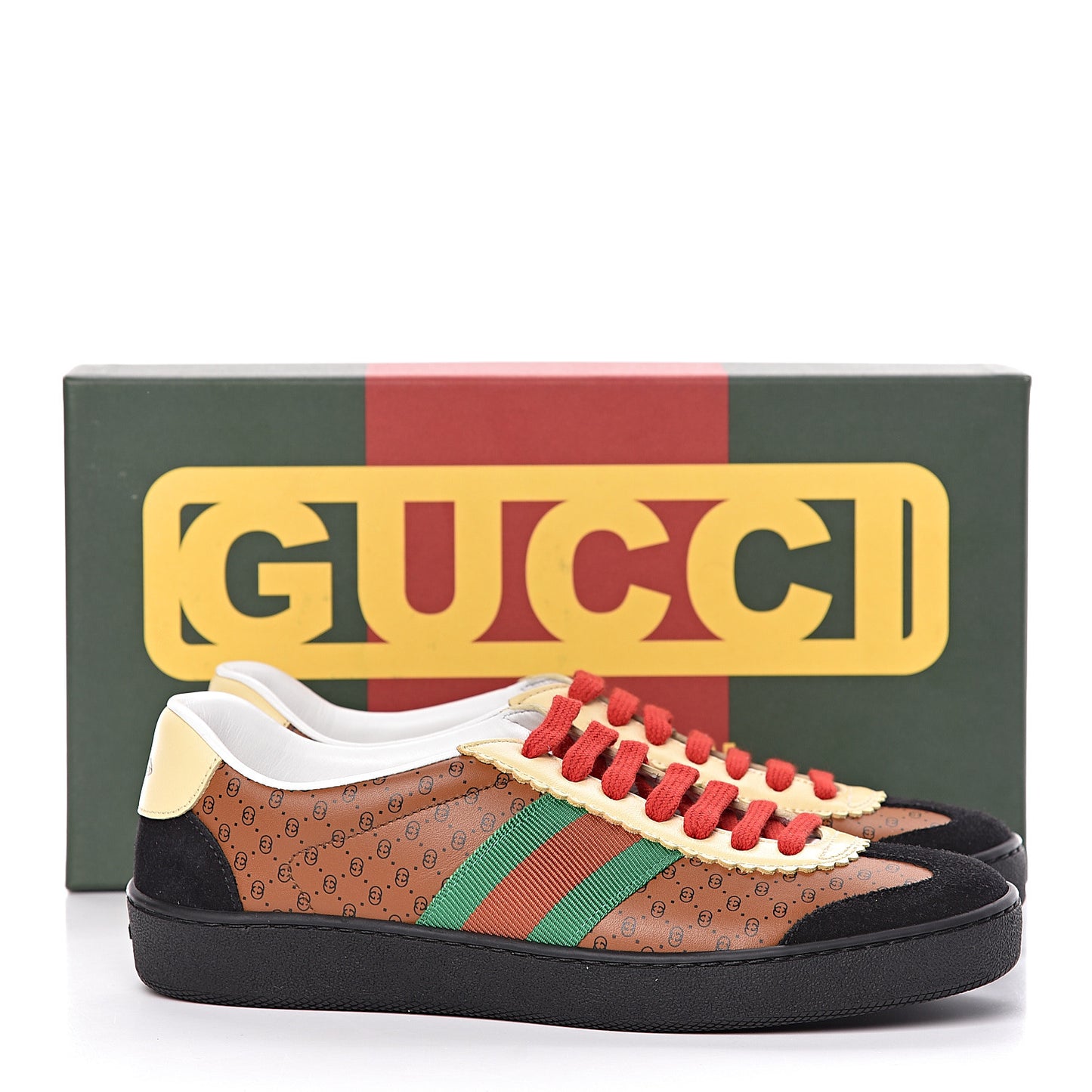 X DAPPER DAN Calfskin Suede GG Micro Monogram Womens G74 Sneakers 37 Black Cuir Burro