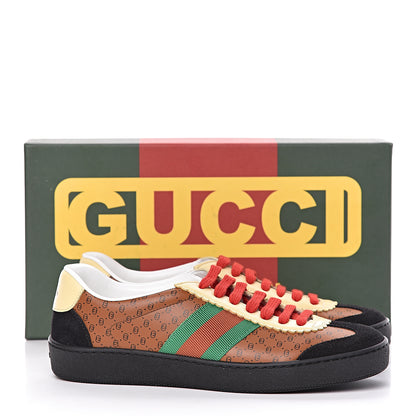 Gucci X DAPPER DAN Calfskin Suede GG Micro Monogram Womens G74 Sneakers 37 Black Cuir Burro 10 of 10
