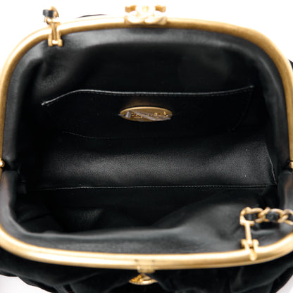 Chanel Velvet Enamel CC Kiss Lock Clutch Black 5 of 11
