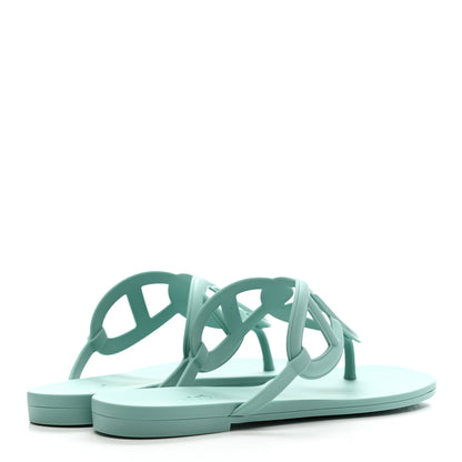 Hermes Rubber Womens Egerie Sandals 37 Vert Embrun 4 of 9