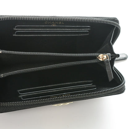 Chanel Glazed Calfskin Quilted Small Boy Zip Around Wallet Black 5 of 8