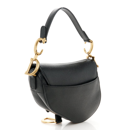 Christian Dior Grained Calfskin Mini Saddle Bag Black 3 of 10