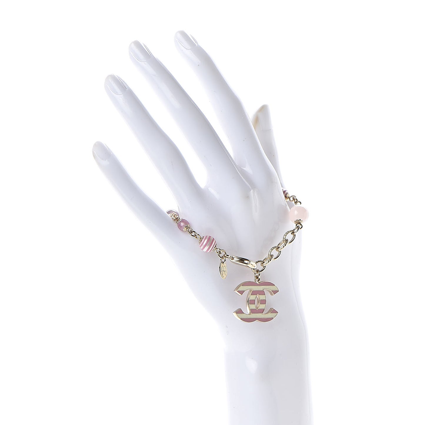 Beaded Crystal CC Bracelet Pink Gold