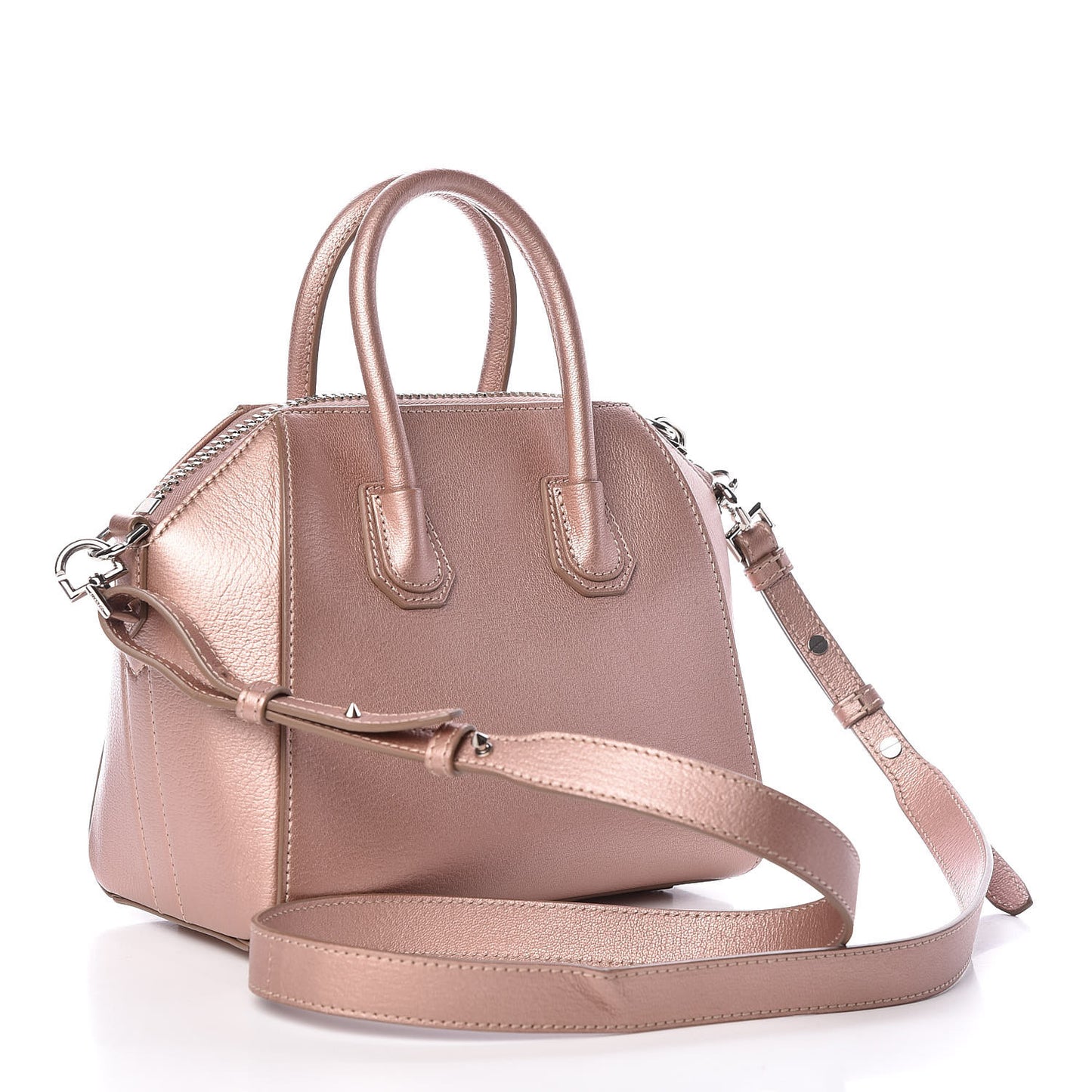 Metallic Sugar Goatskin Mini Antigona Light Pink