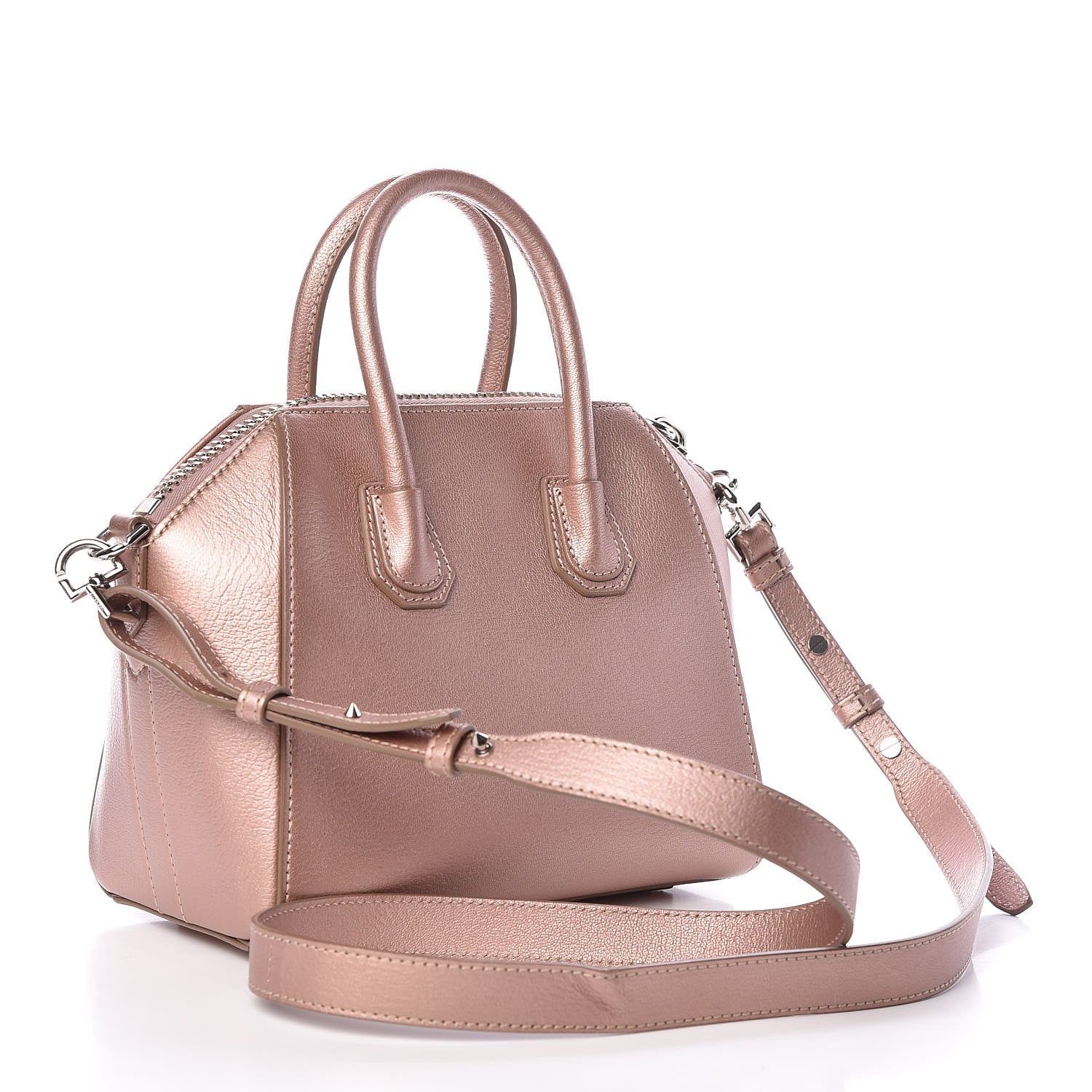 Givenchy Metallic Sugar Goatskin Mini Antigona Light Pink 3 of 14