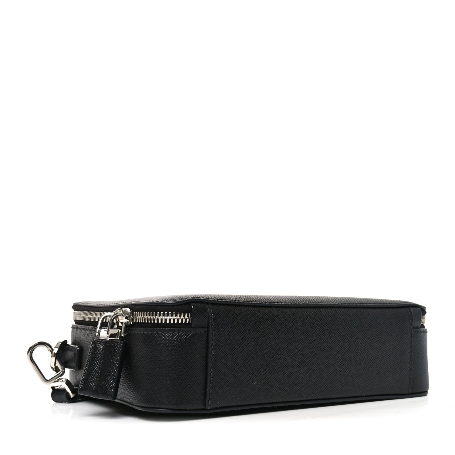 Prada Saffiano Travel Medium Brique Crossbody Bag Black Black 3 of 8