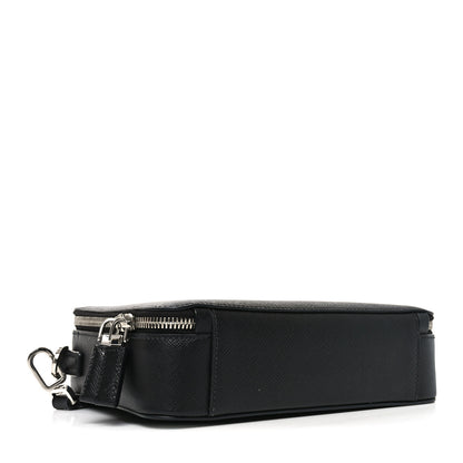Prada Saffiano Travel Medium Brique Crossbody Bag Black Black 3 of 8