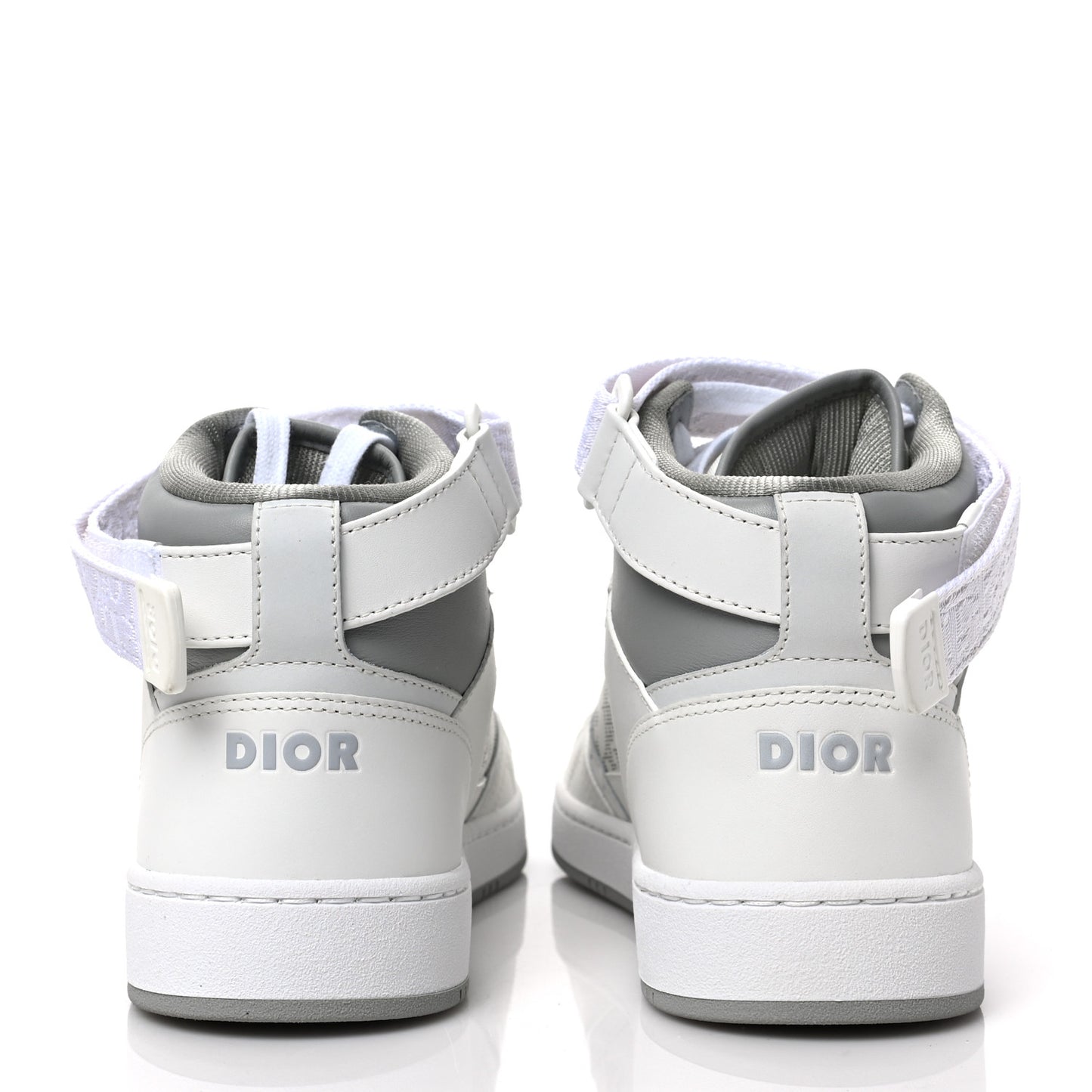 Smooth Calfskin Oblique Galaxy Perforated Mens B27 Mid Top Sneakers 41 White Grey