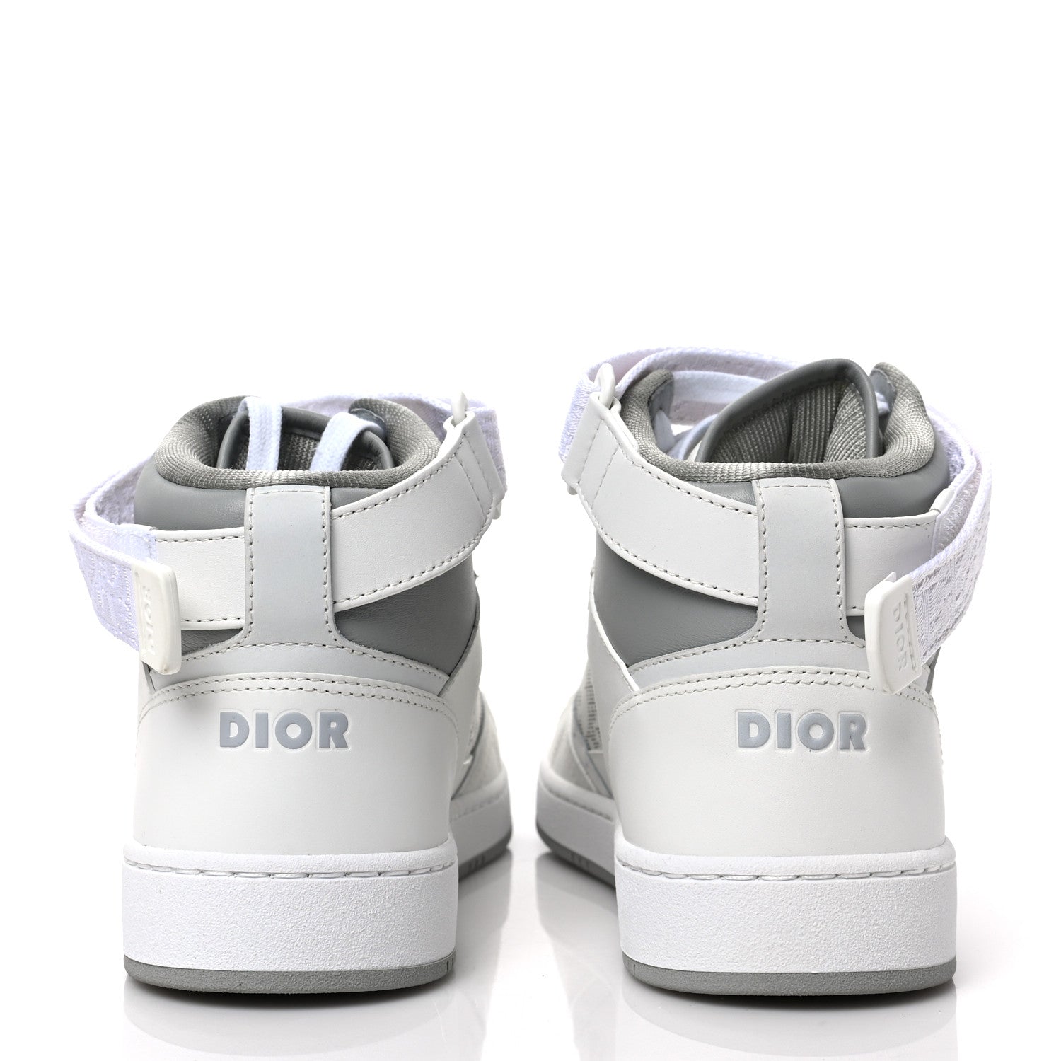 Christian Dior Smooth Calfskin Oblique Galaxy Perforated Mens B27 Mid Top Sneakers 41 White Grey 5 of 8