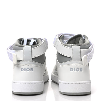 Christian Dior Smooth Calfskin Oblique Galaxy Perforated Mens B27 Mid Top Sneakers 41 White Grey 5 of 8