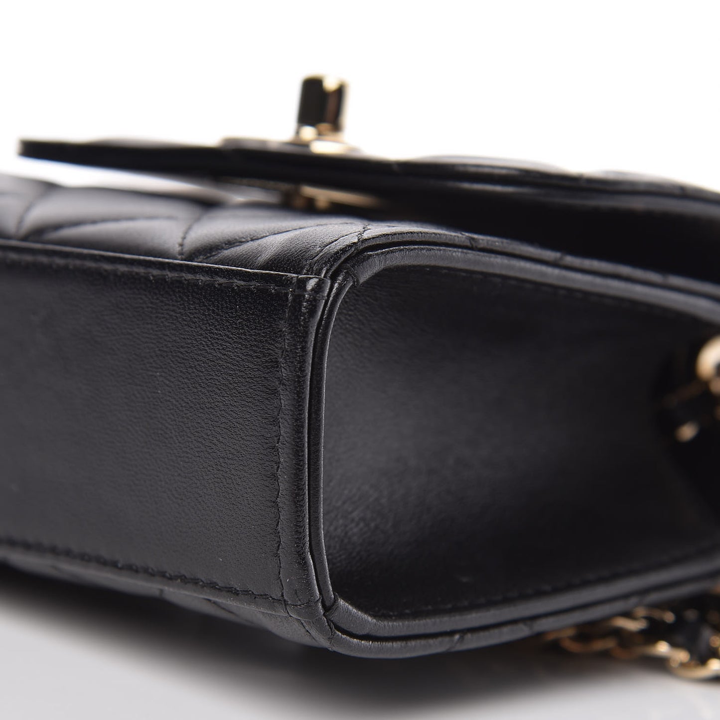 Lambskin Quilted Mini Trendy CC Chain Wallet Black