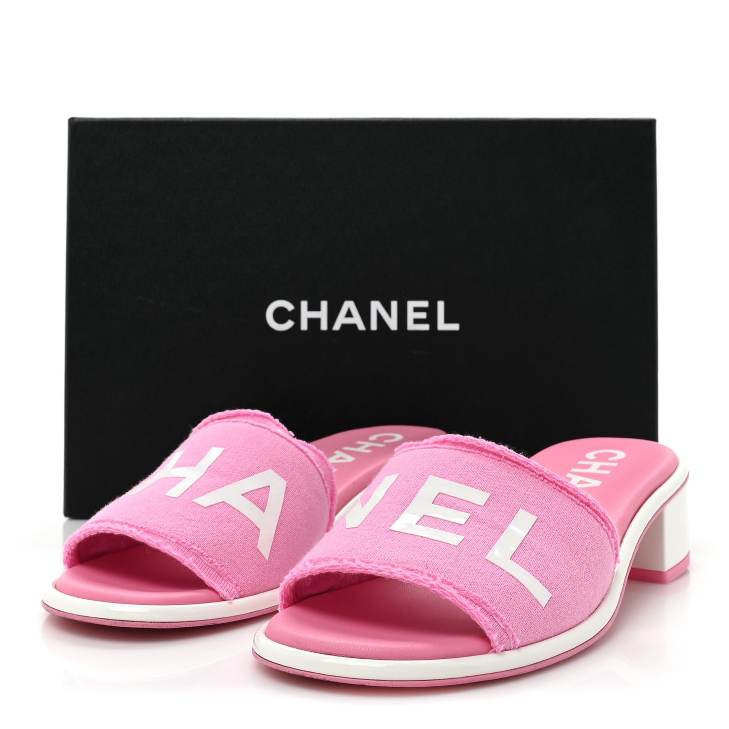 Cotton Logo Mule Sandals 37.5 Pink White