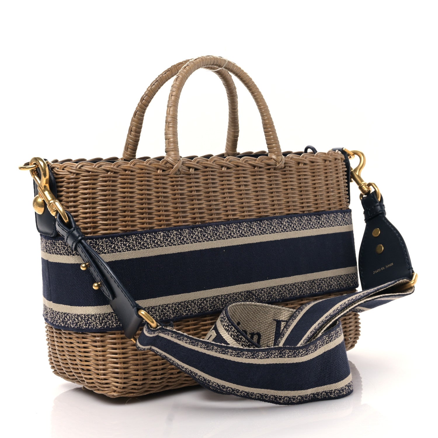 Christian Dior Wicker Oblique Basket Bag Blue 3 of 8