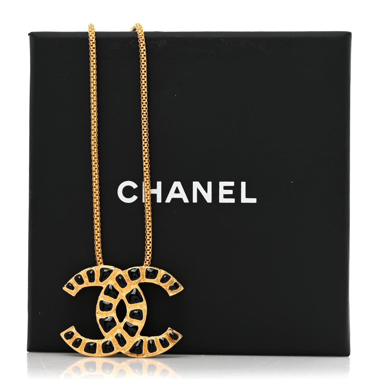 Chanel Resin Along The Nile CC Pendant Necklace Gold Black 5 of 5