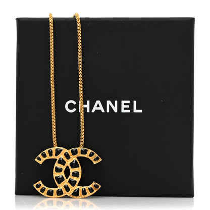 Chanel Resin Along The Nile CC Pendant Necklace Gold Black 5 of 5