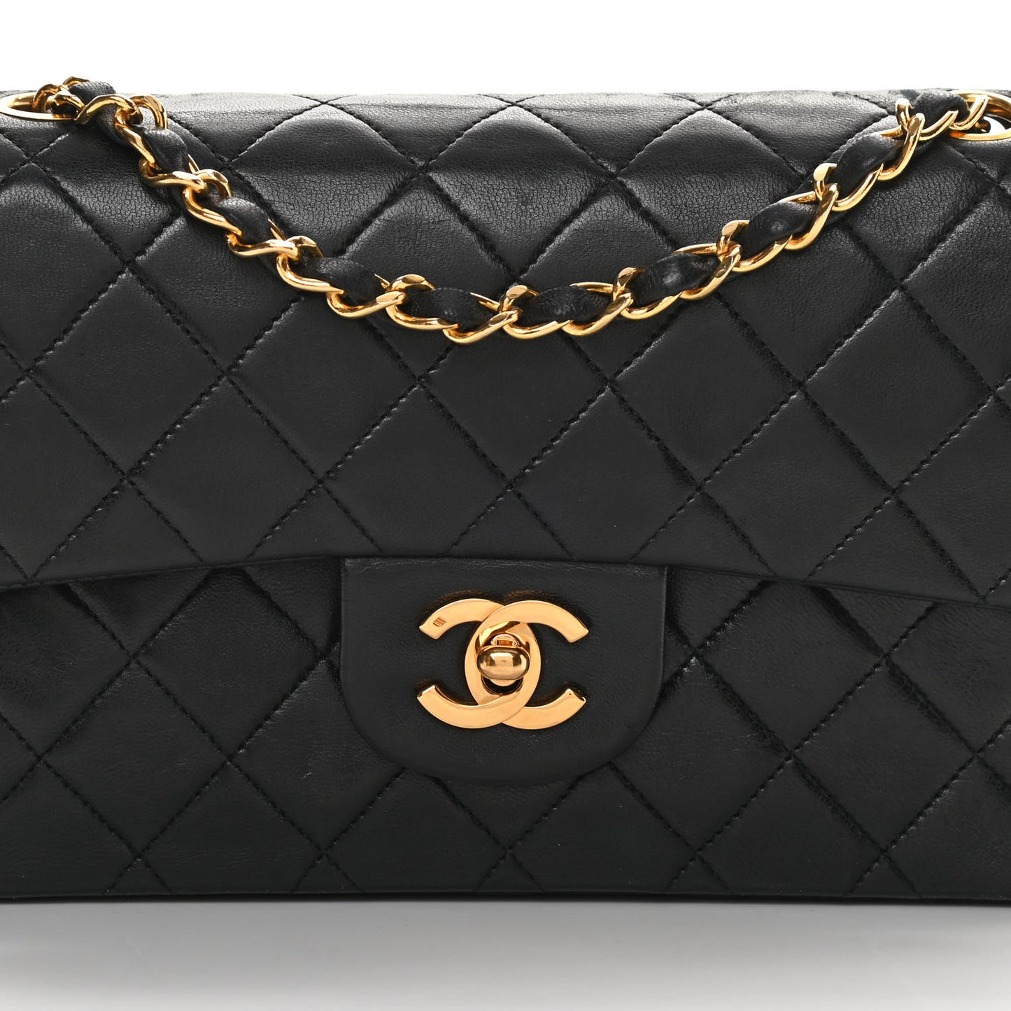 Lambskin Quilted Small Double Flap Black