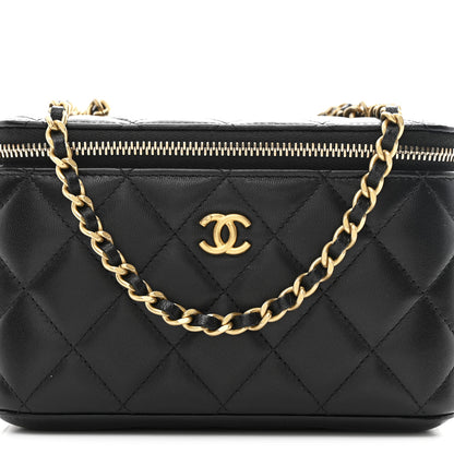 Chanel Lambskin Quilted Pearl Crush Small Vanity Case With Chain Black 8 of 11