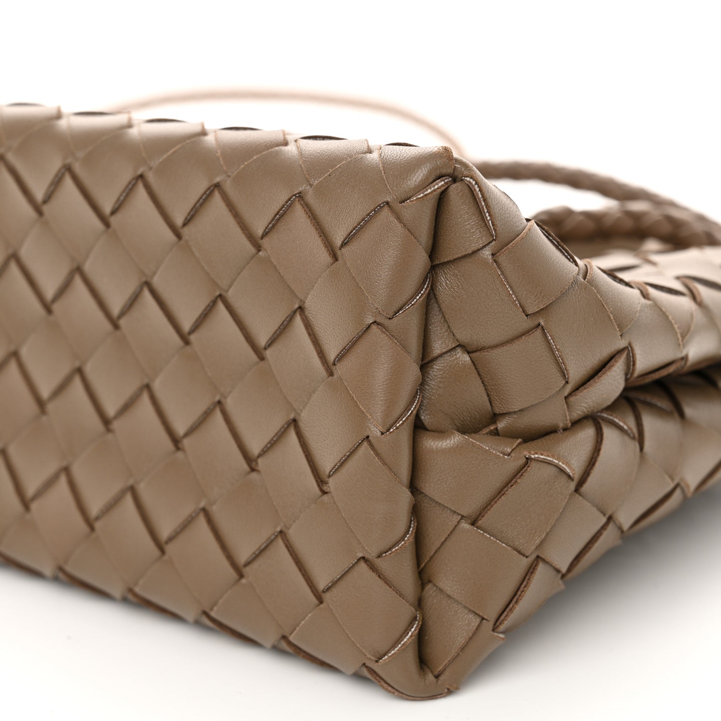 Nappa Intrecciato Small Andiamo Shoulder Bag Taupe Grey