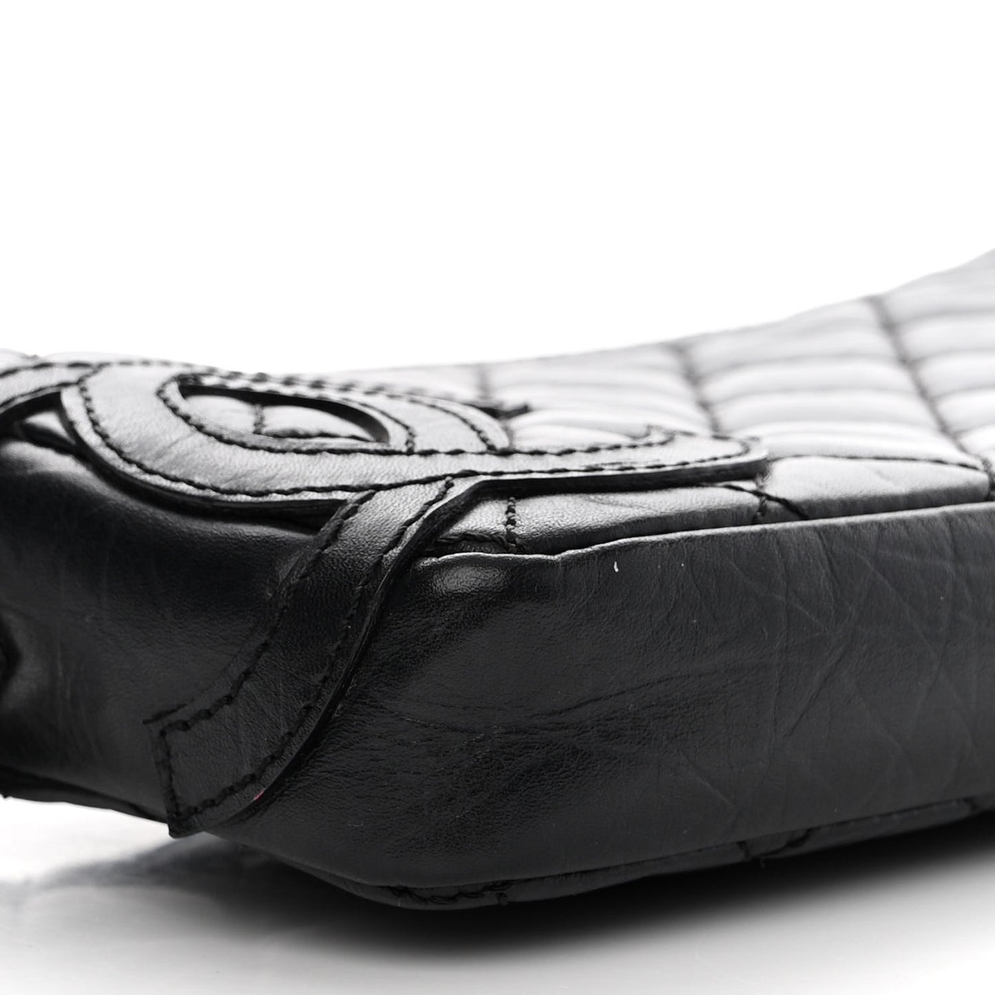 Aged Calfskin Quilted Cotton Club Pochette Black