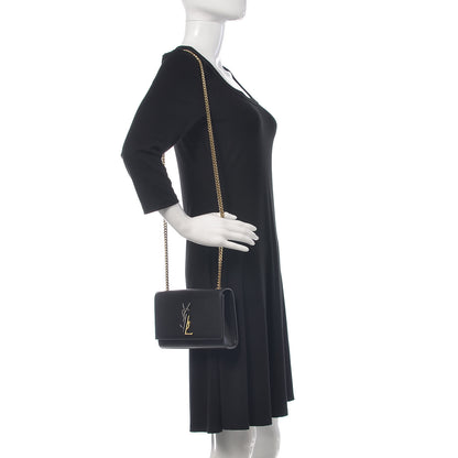 Saint Laurent Smooth Calfskin Small Deconstructed Monogram Kate Satchel Black 2 of 13