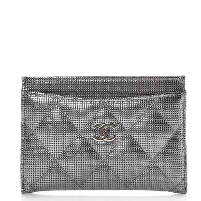 Chanel Metallic Calfskin Pixel Effect Card Holder Dark Silver 1 of 8