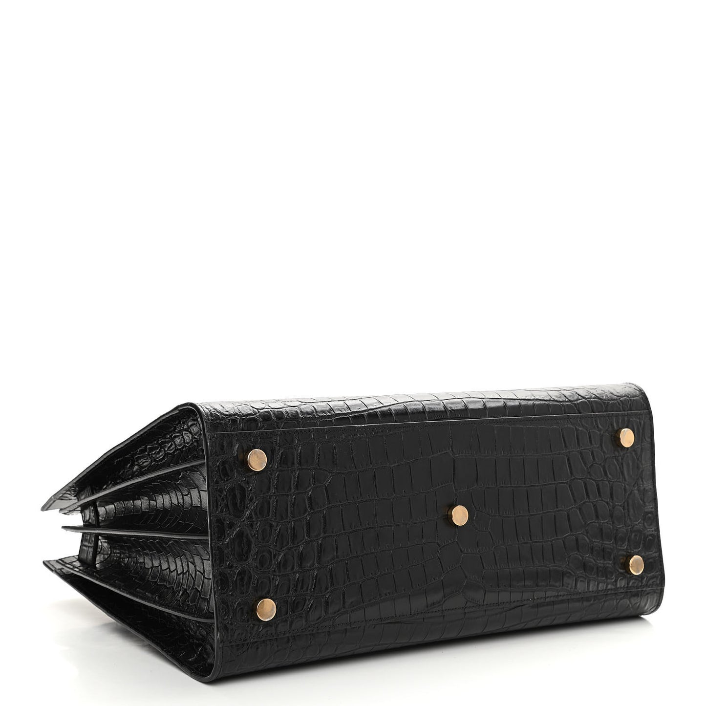 Calfskin Crocodile Embossed Small Sac de Jour Black