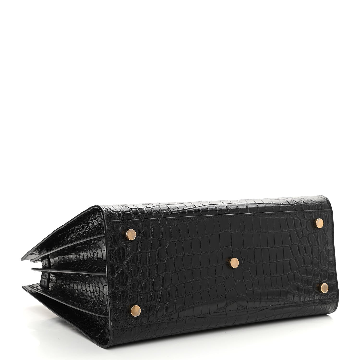 Saint Laurent Calfskin Crocodile Embossed Small Sac de Jour Black 4 of 15