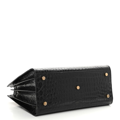 Saint Laurent Calfskin Crocodile Embossed Small Sac de Jour Black 4 of 15