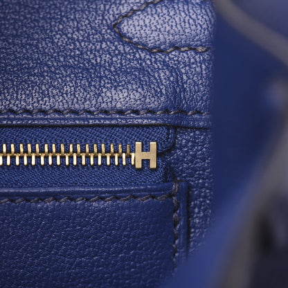 Hermes Taurillon Novillo Matte Alligator Birkin Touch 25 Bleu Saphir Marine 13 of 31