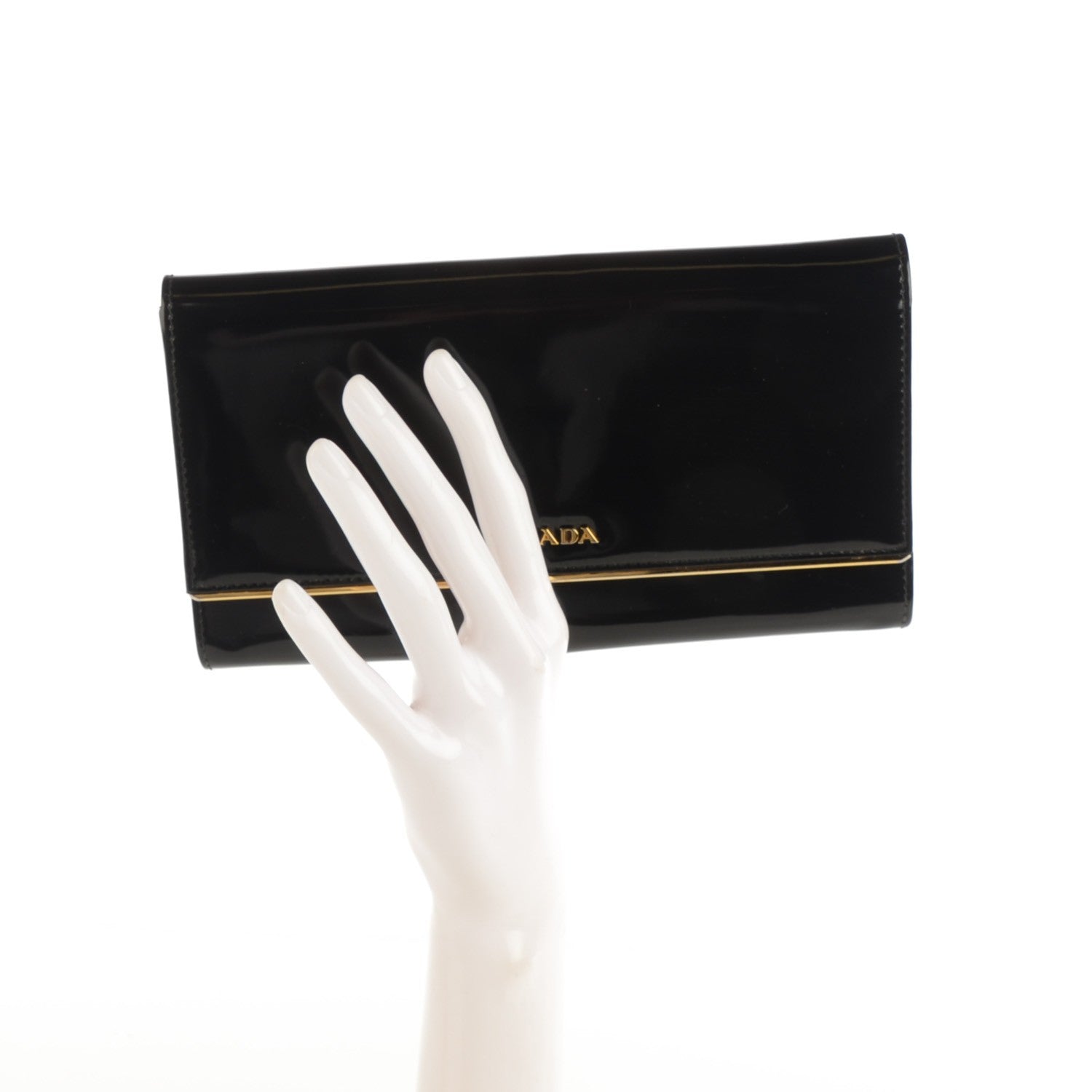 Prada Spazzolato Metal Bar Flap Wallet Nero Black 2 of 7