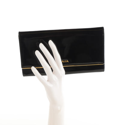 Prada Spazzolato Metal Bar Flap Wallet Nero Black 2 of 7
