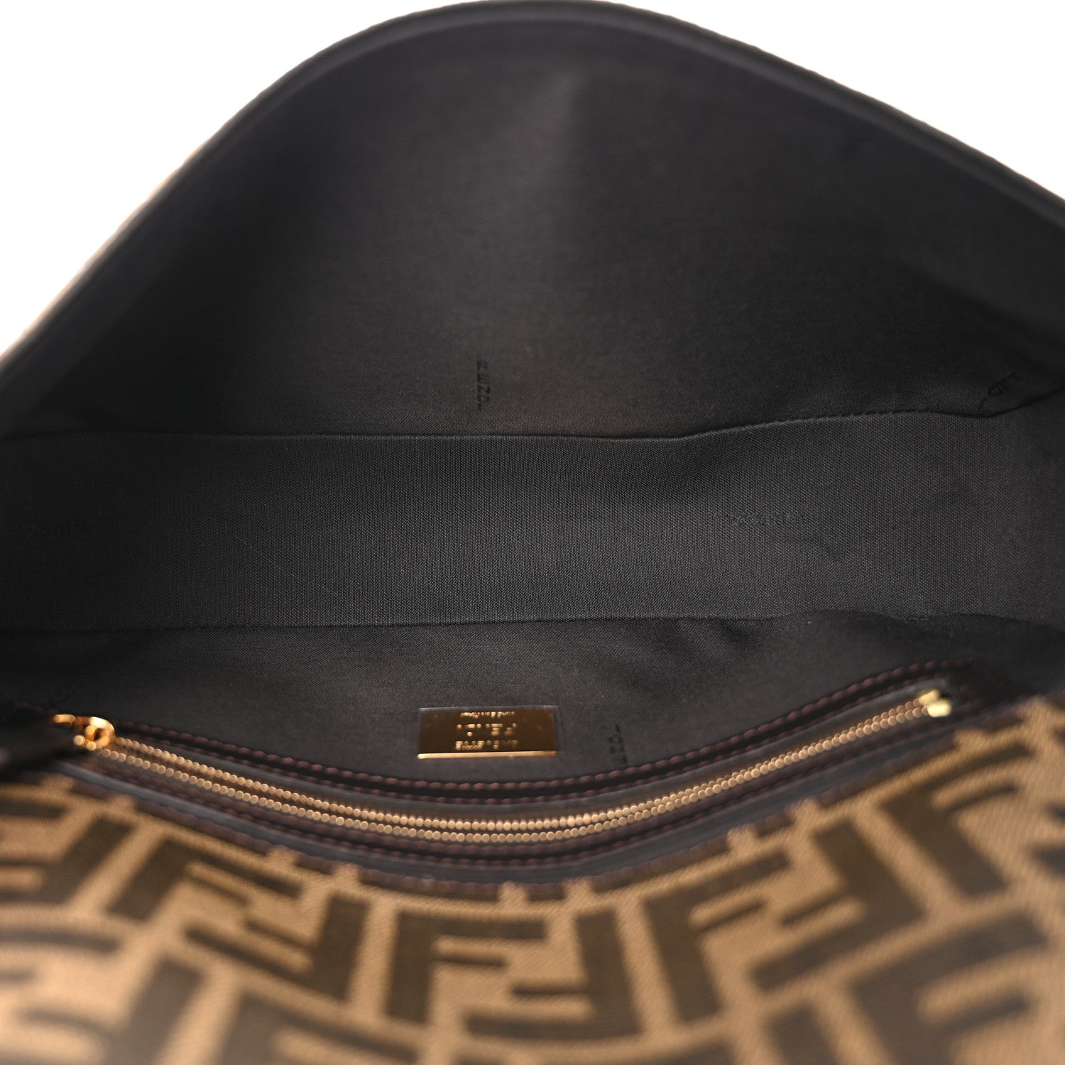 Fendi Fabric Jacquard Paillettes Vitello Seta FF 1974 Baguette Testa di Moro Real Ebano 5 of 10