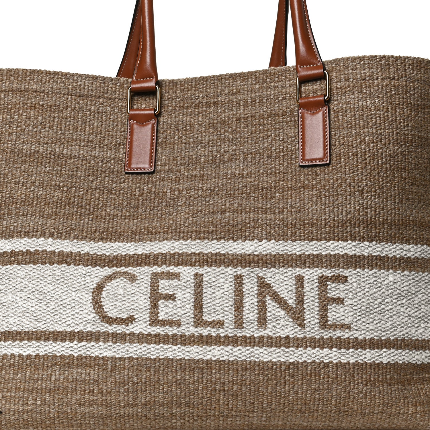 Celine Textile Calfskin Horizontal Cabas Beige Tan 8 of 10