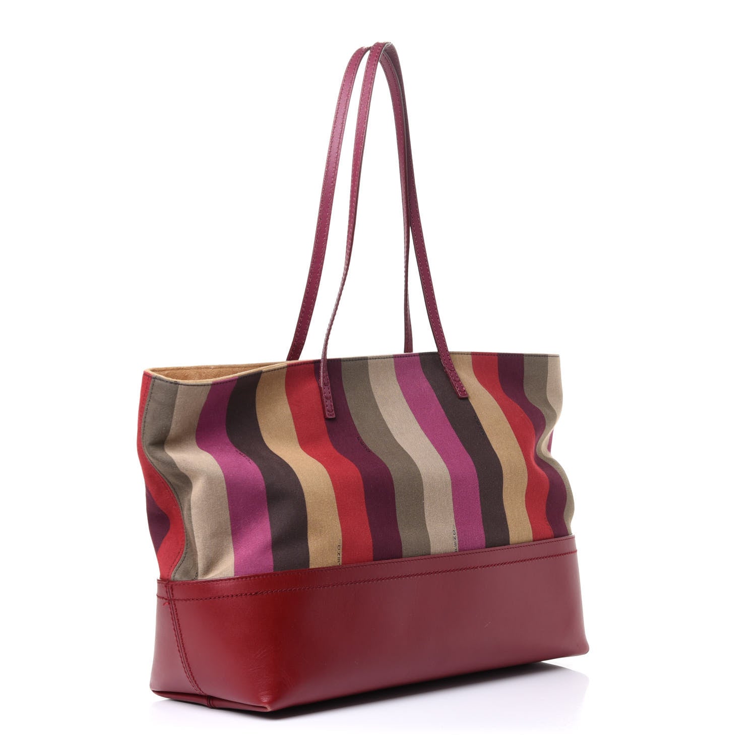 Fendi Pequin Striped Medium Roll Tote Bordeaux Multicolor Tobacco Lampone 3 of 8