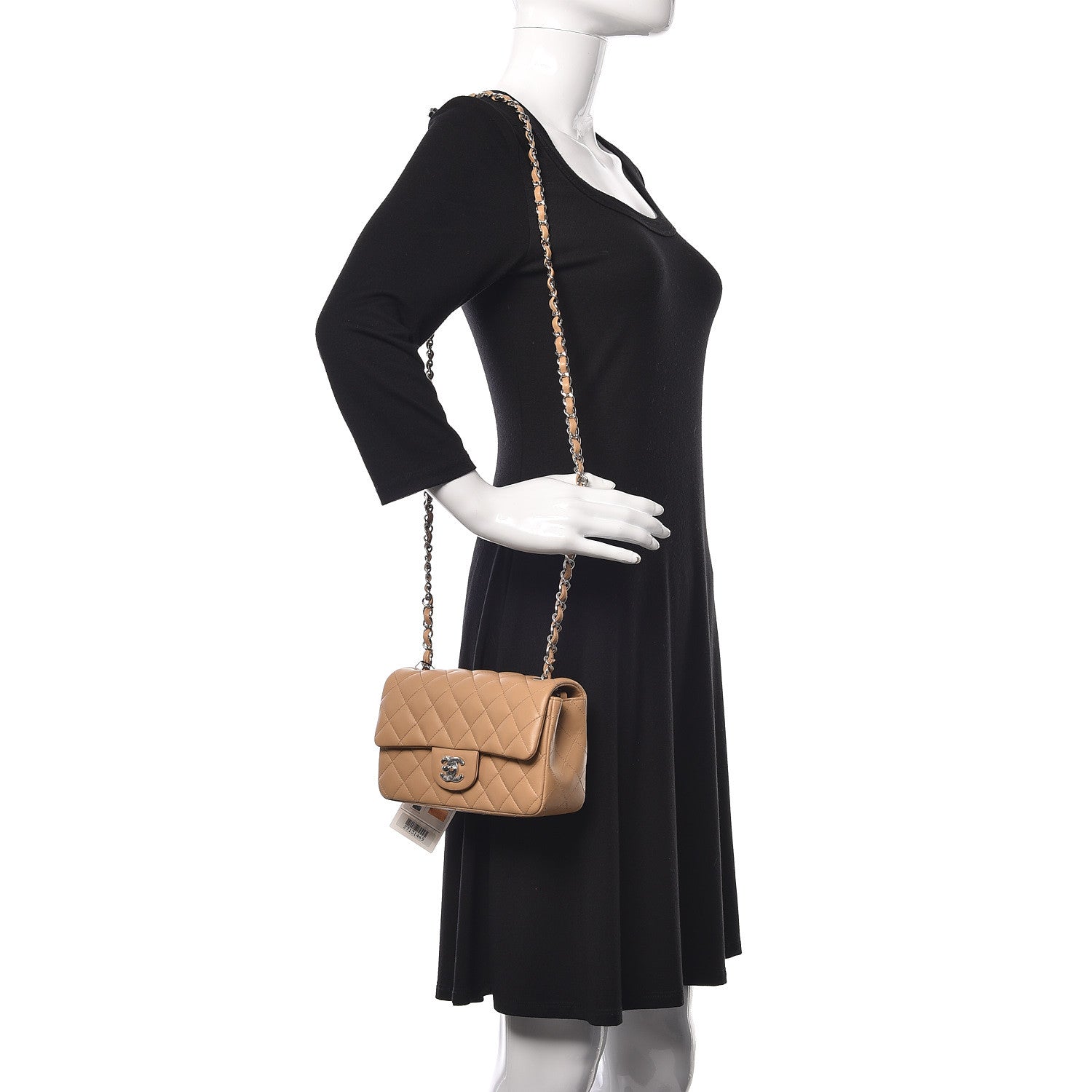Chanel Lambskin Quilted Mini Rectangular Flap Beige 2 of 10