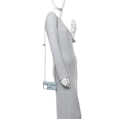 Chanel Caviar Quilted Pearl Crush iPhone 13 Pro Holder With Chain Light Blue 2 of 6
