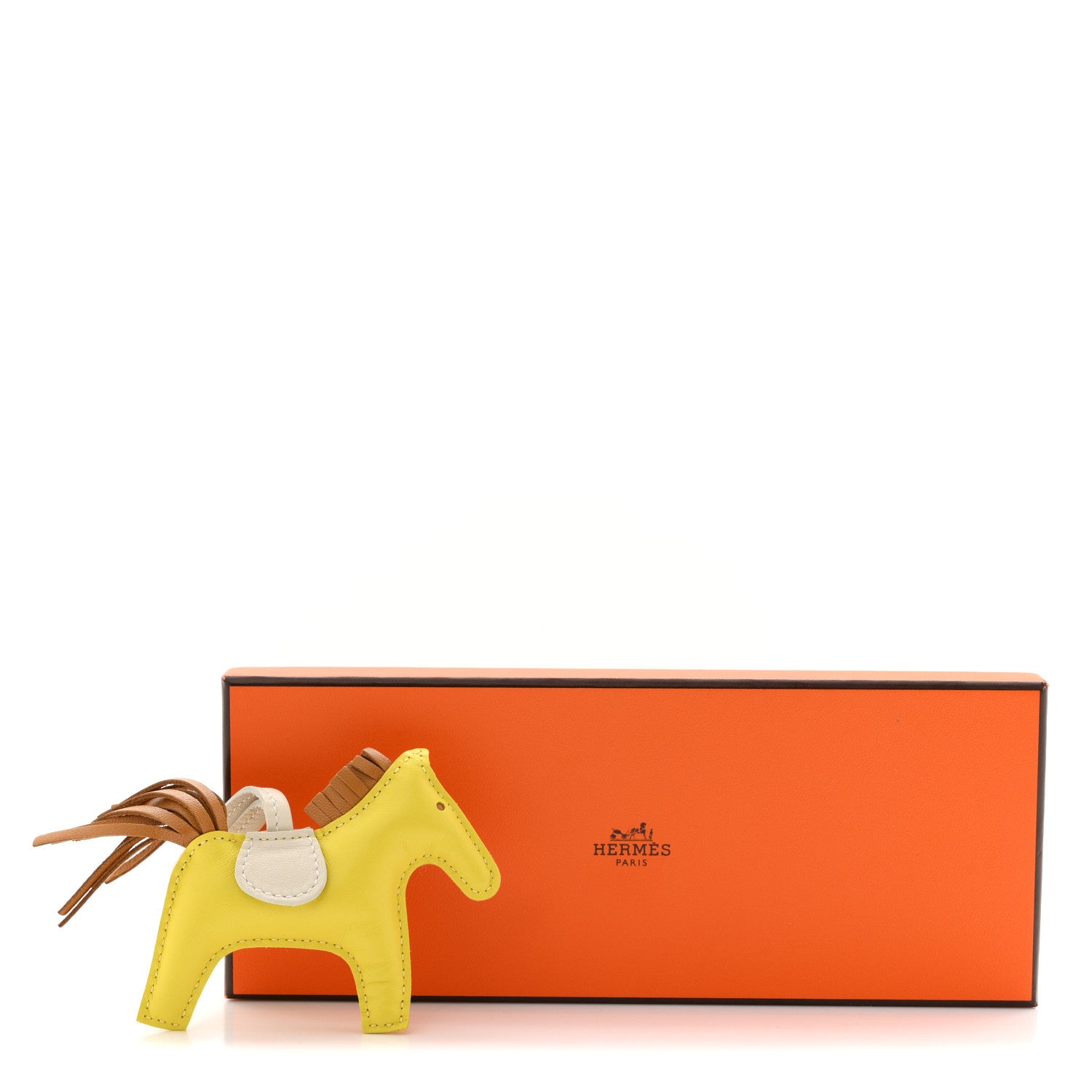Hermes Milo Lambskin Grigri Rodeo Horse Bag Charm PM Lime Sesame
