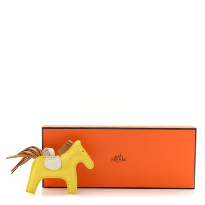 Hermes Milo Lambskin Grigri Rodeo Horse Bag Charm PM Lime Sesame Craie 6 of 6