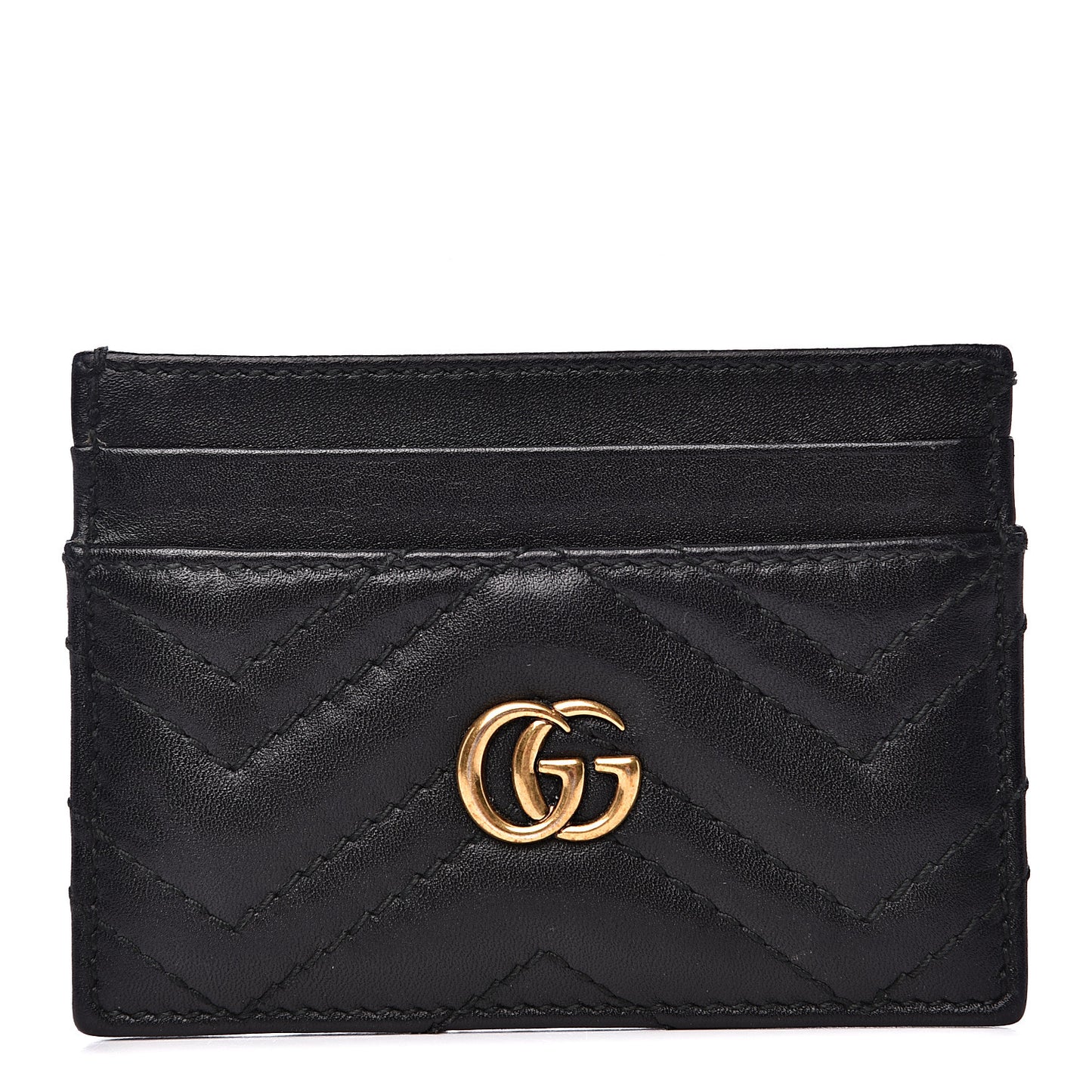 Calfskin Matelasse GG Marmont Card Holder Black