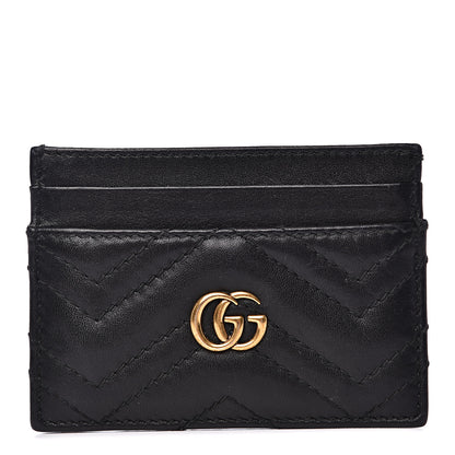 Gucci Calfskin Matelasse GG Marmont Card Holder Black 1 of 9