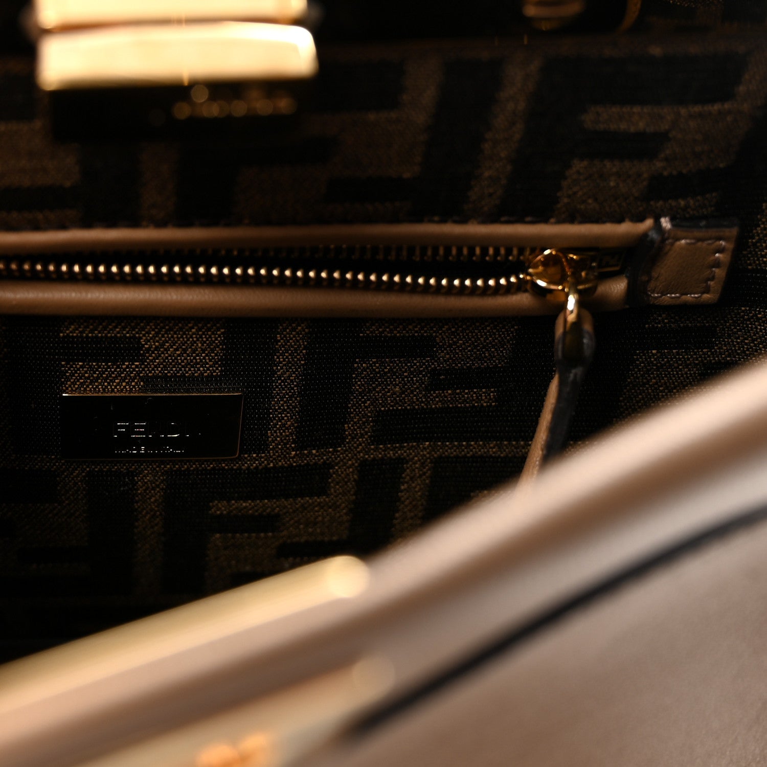 Fendi Vitello Seta Fabric Jacquard FF 1974 Mini Peekaboo Iconic