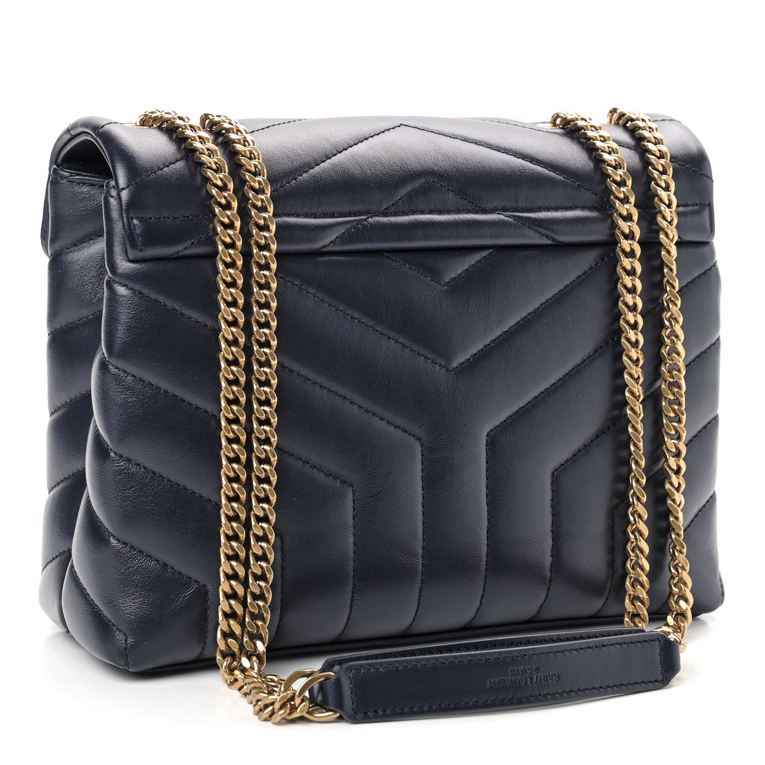 Saint Laurent Calfskin Y Quilted Monogram Small Loulou Chain Satchel Marine 2 of 8