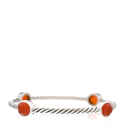David Yurman Sterling Silver Carnelian Color Classics 4 Station Bangle Bracelet 3 of 4
