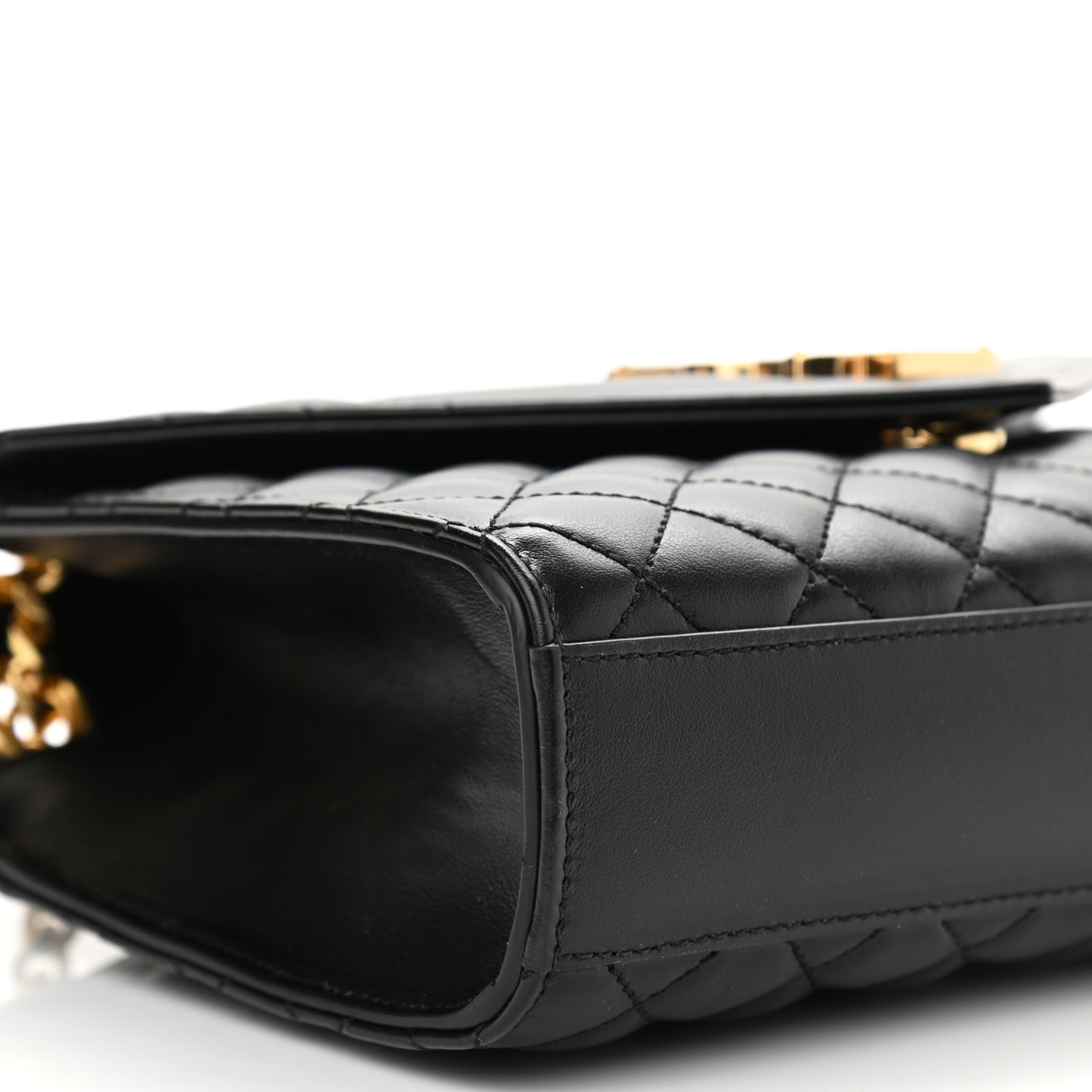 Grain De Poudre Textured Mixed Matelasse Triquilt Medium Monogram Satchel Black