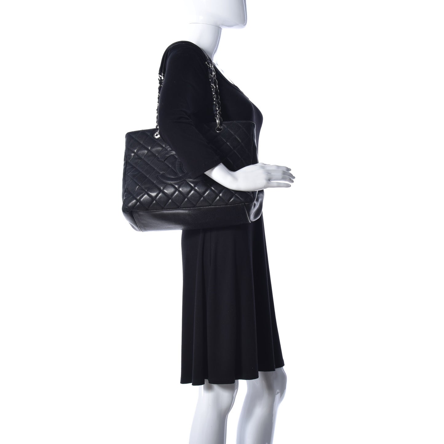 Caviar Quilted Grand Shopping Tote GST Black